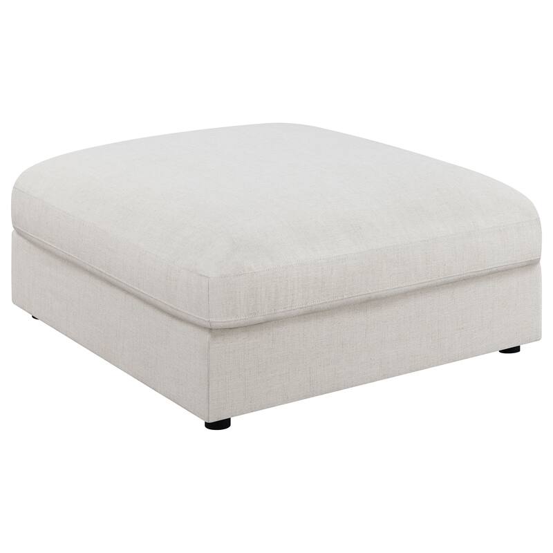 Serene Transitional Square Upholstered Ottoman - Beige