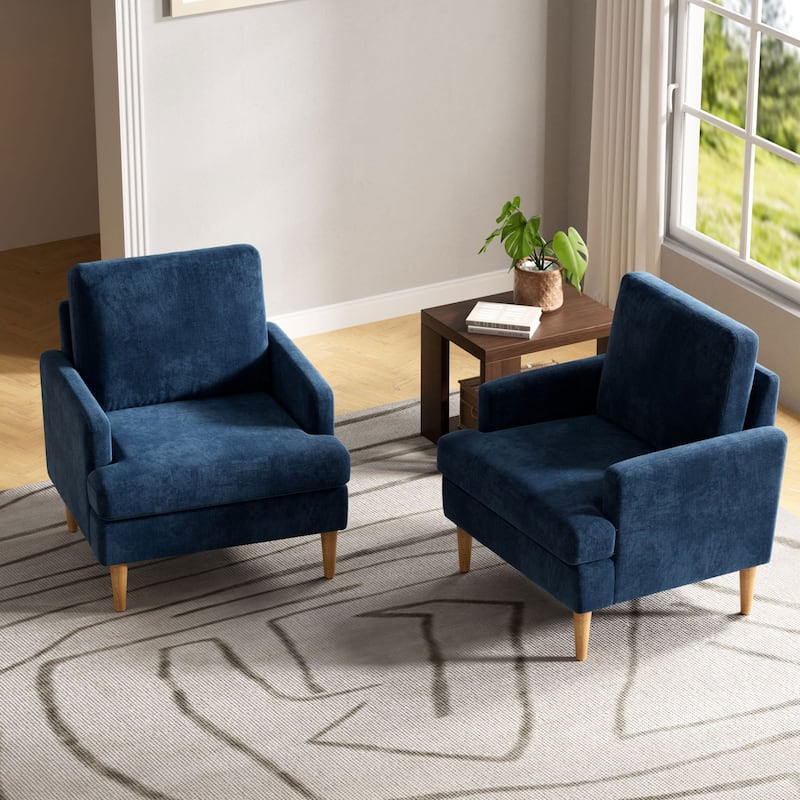 set of 2 Accent Chair for Bedroom Living Room with Wood Legs