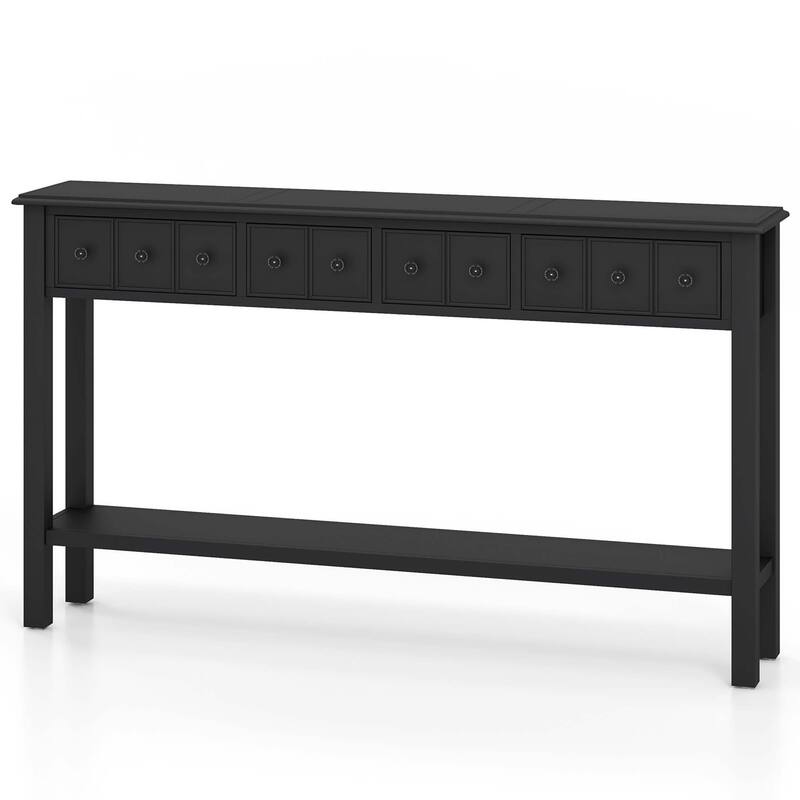 Costway 60" Console Table Retro Entryway Sofa Table with 4 Drawers & - See Details