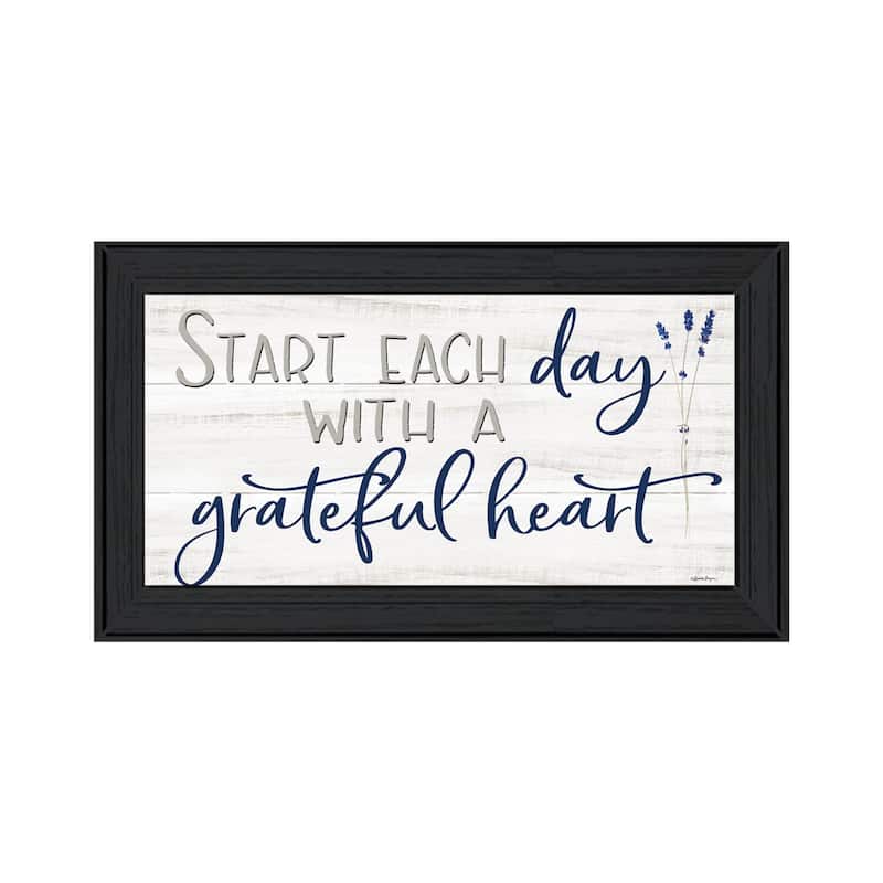 TrendyDecor4U Contemporary "Grateful Heart" Framed Print Wall Art - Charcoal