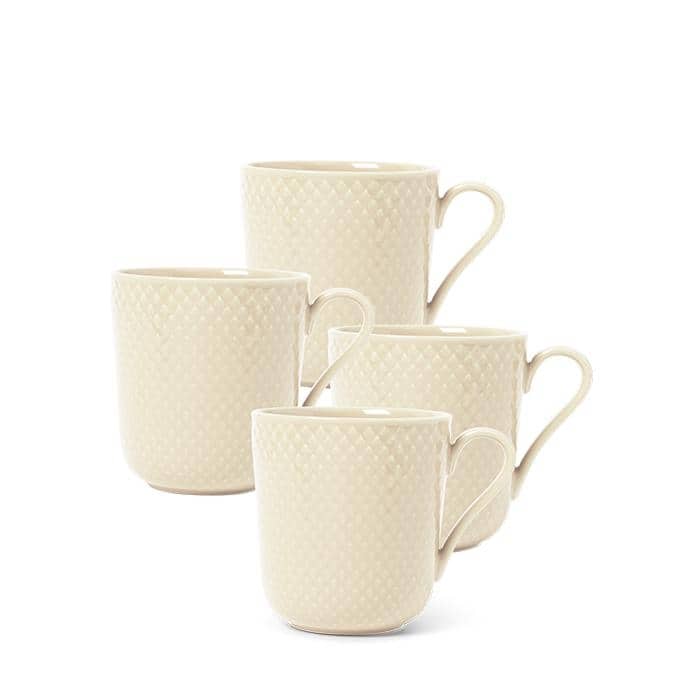 Rhombe Earth Mug With Handle Set, Marble, 4 Pcs.
