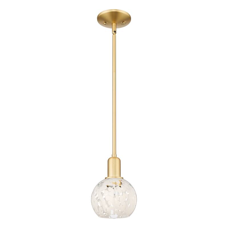 Innovations Lighting Endless Possibilities Arcadia - White Mouchette - 1 Light 6" Stem Hung Mini Pendant - Satin Gold