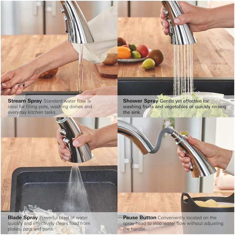 Grohe Zedra 1.75 GPM Single Hole Pull Down Kitchen Faucet with