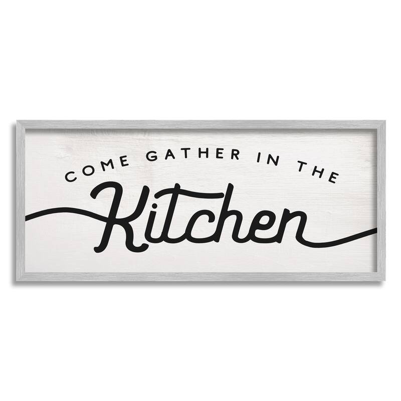 Stupell Come Gather In The Kitchen Sign Family Charm Framed Wall Art - 13 x 30 - Grey