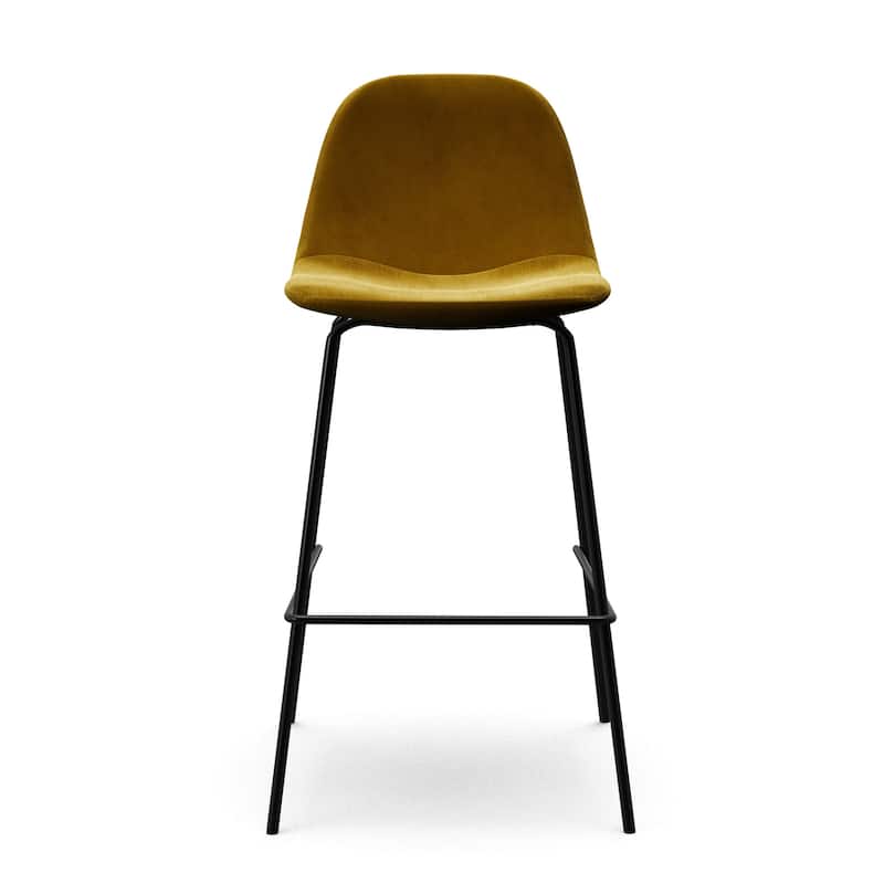 Maxine Velvet Counter Height Stools Black Legs (Set of 2)
