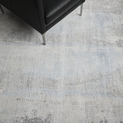 EXQUISITE RUGS Fine Pure Silk Hand-knotted Silk Ivory/Dark Grey/Multi Area Rug.