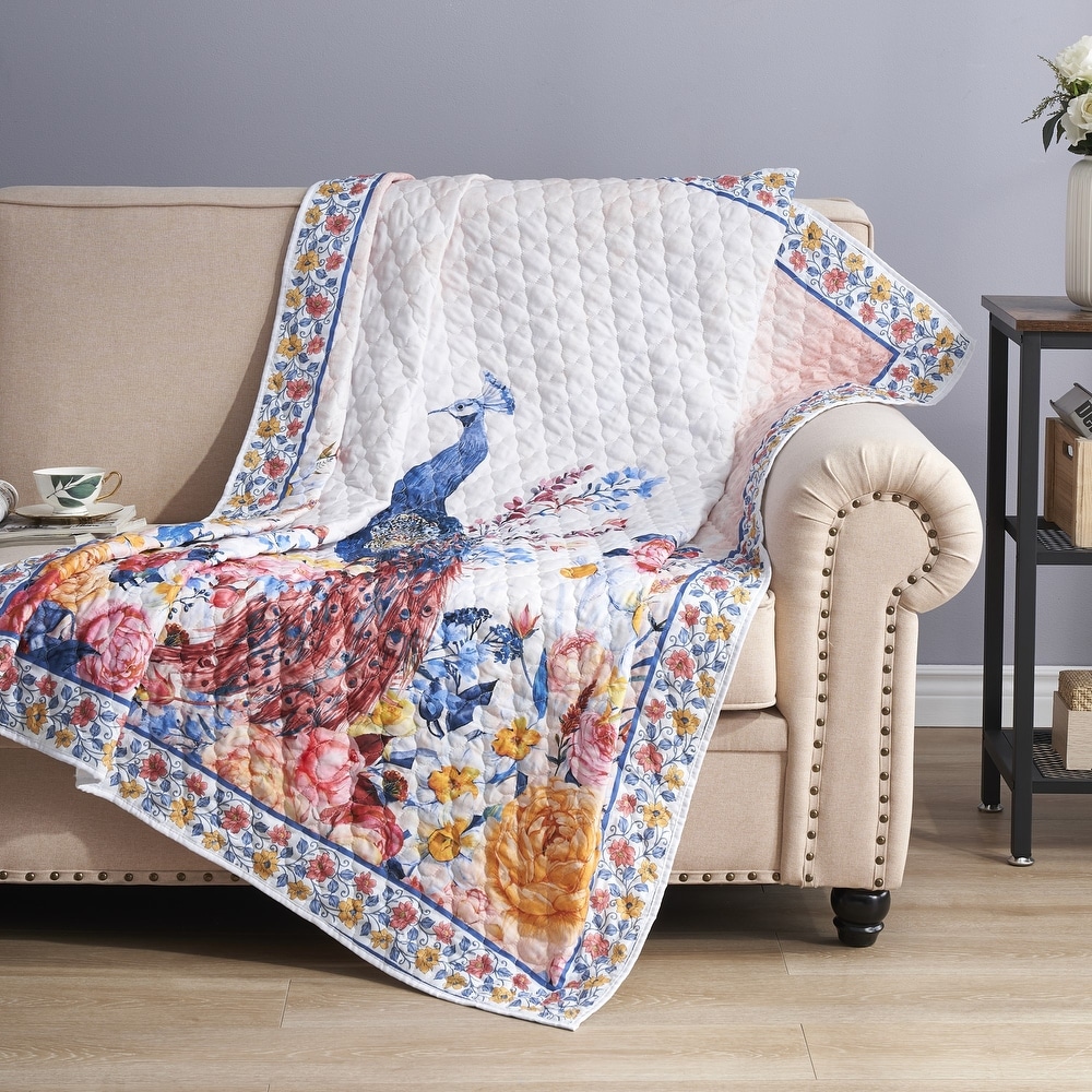 Polyester Bohemian Eclectic Botanical Blankets and Throws