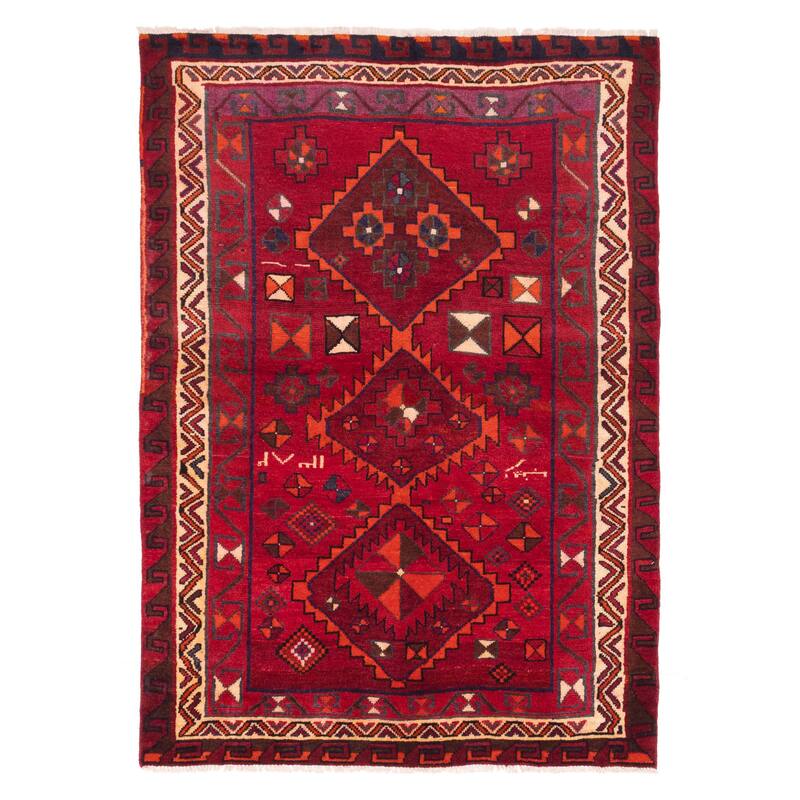 ECARPETGALLERY Hand-knotted Melis Vintage Red Wool Rug - 4'6 x 6'6