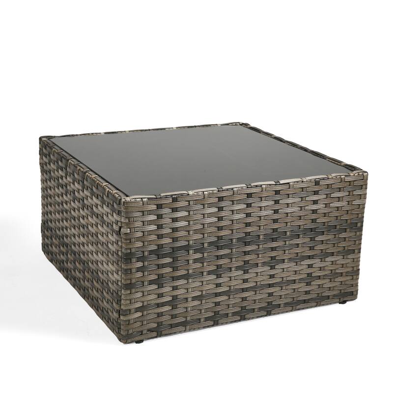 5-Person Outdoor Wicker Patio Conversation Sets with Table and Cushion