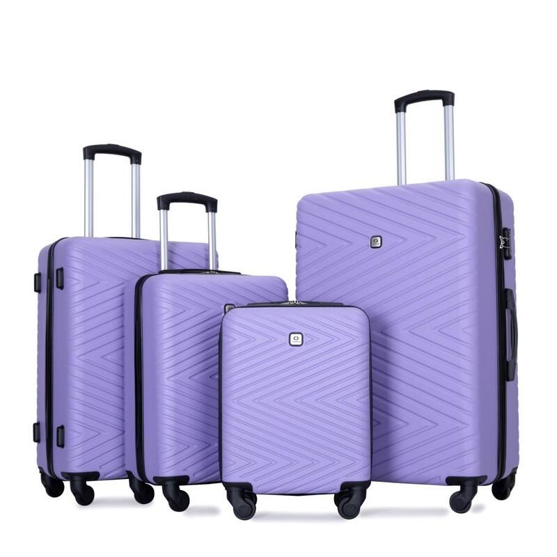 4PCS ABS Lightweight Suitcase Luggage Set with Rotating Wheels,24" and 28" with TSA Lock - Light Purple