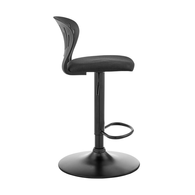 23" Black Adjustable Bar Stool with Round Seat Swivel Base and Comfortable Foam Cushion for Dining - 42" H x 16" W x 17" D
