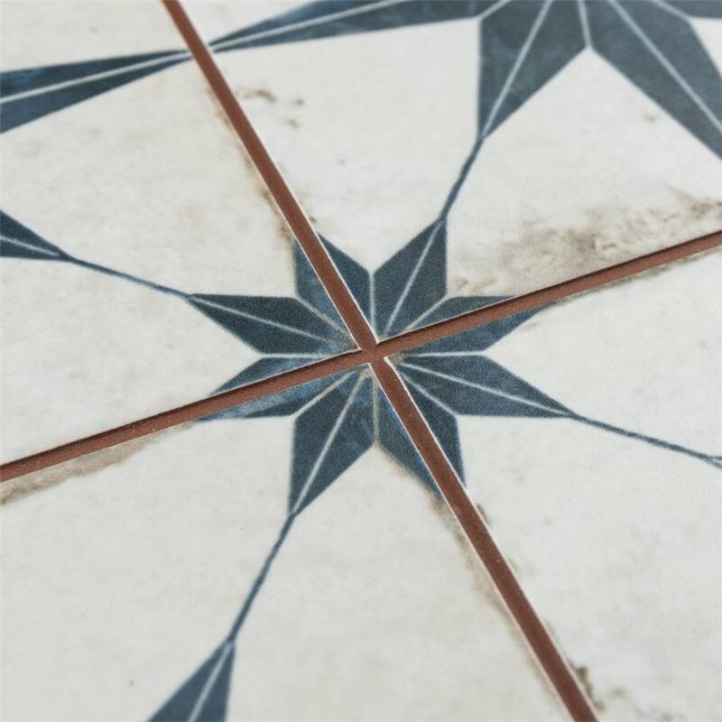 Merola Tile Harmonia Kings Star Blue 13" x 13" Ceramic Floor and Wall Tile