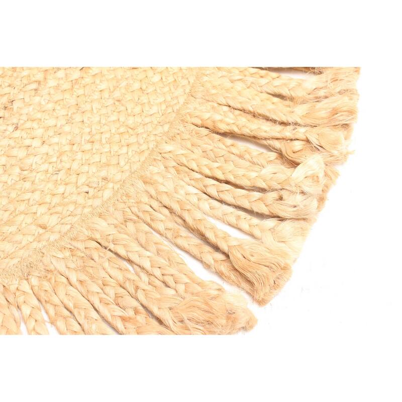 ECARPETGALLERY Braided Weave Palas Denizli Light Brown Jute Rug - 3'1 x 3'1