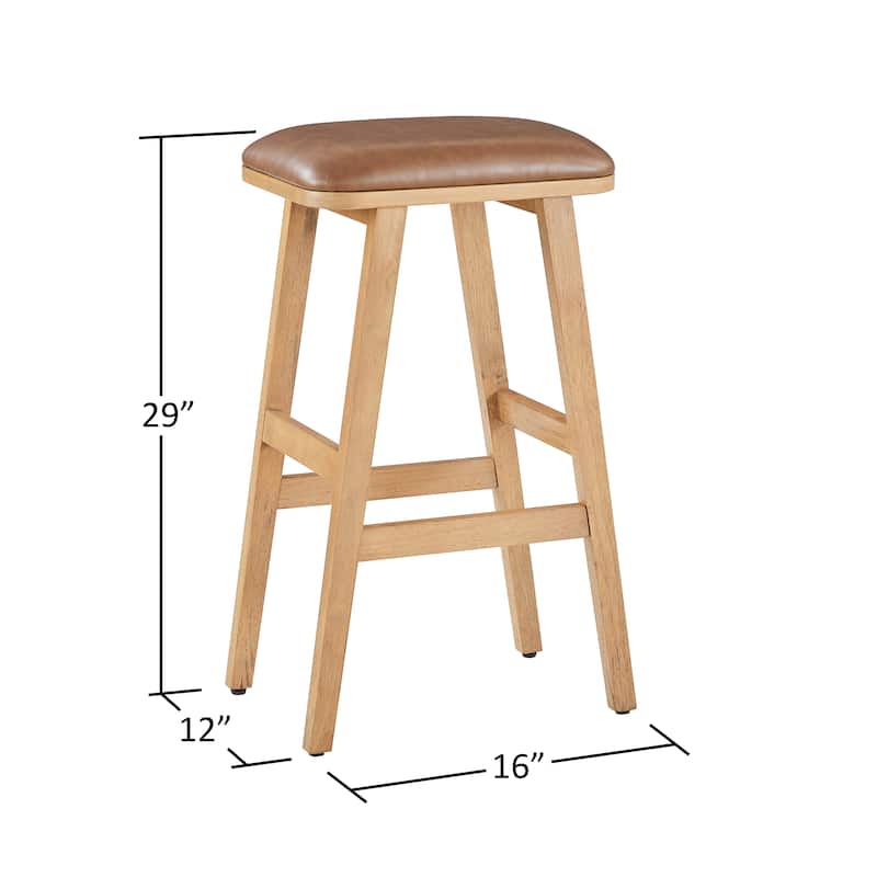 Bower Home Upholstered Wood Saddle Stools - Set of 2