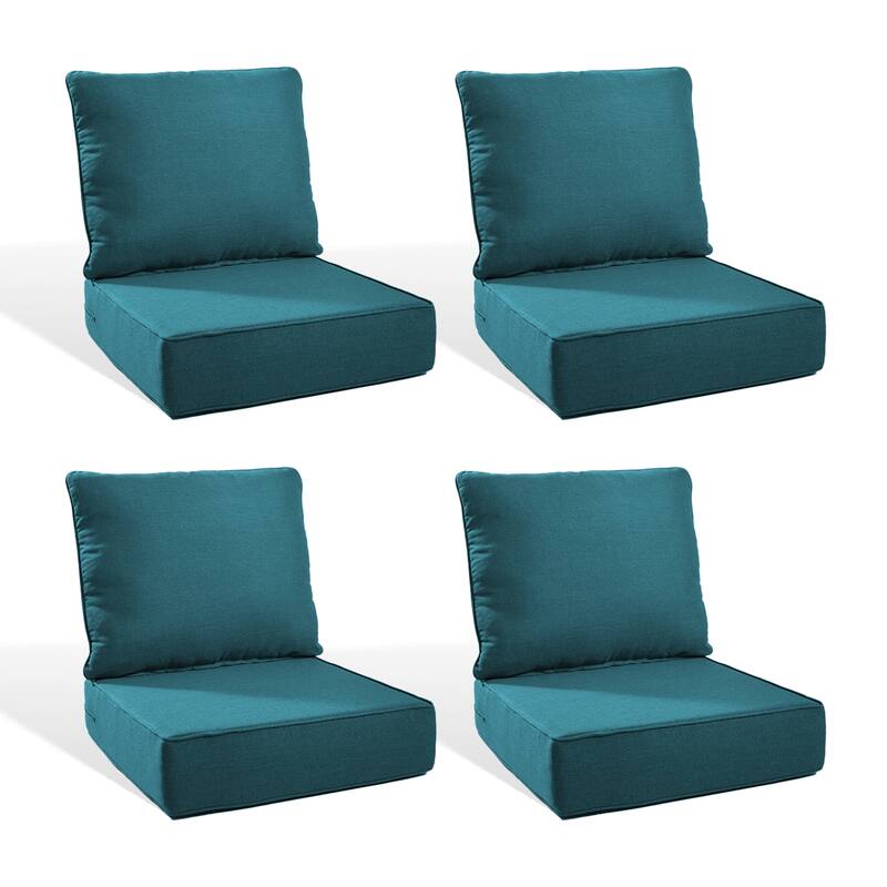 Pocassy 22"x24"x6" Inch Thick Cushions Indoor Outdoor Pillows Cushion - Peacocka Green Cushion - 4 Set Seat & Back Cushion