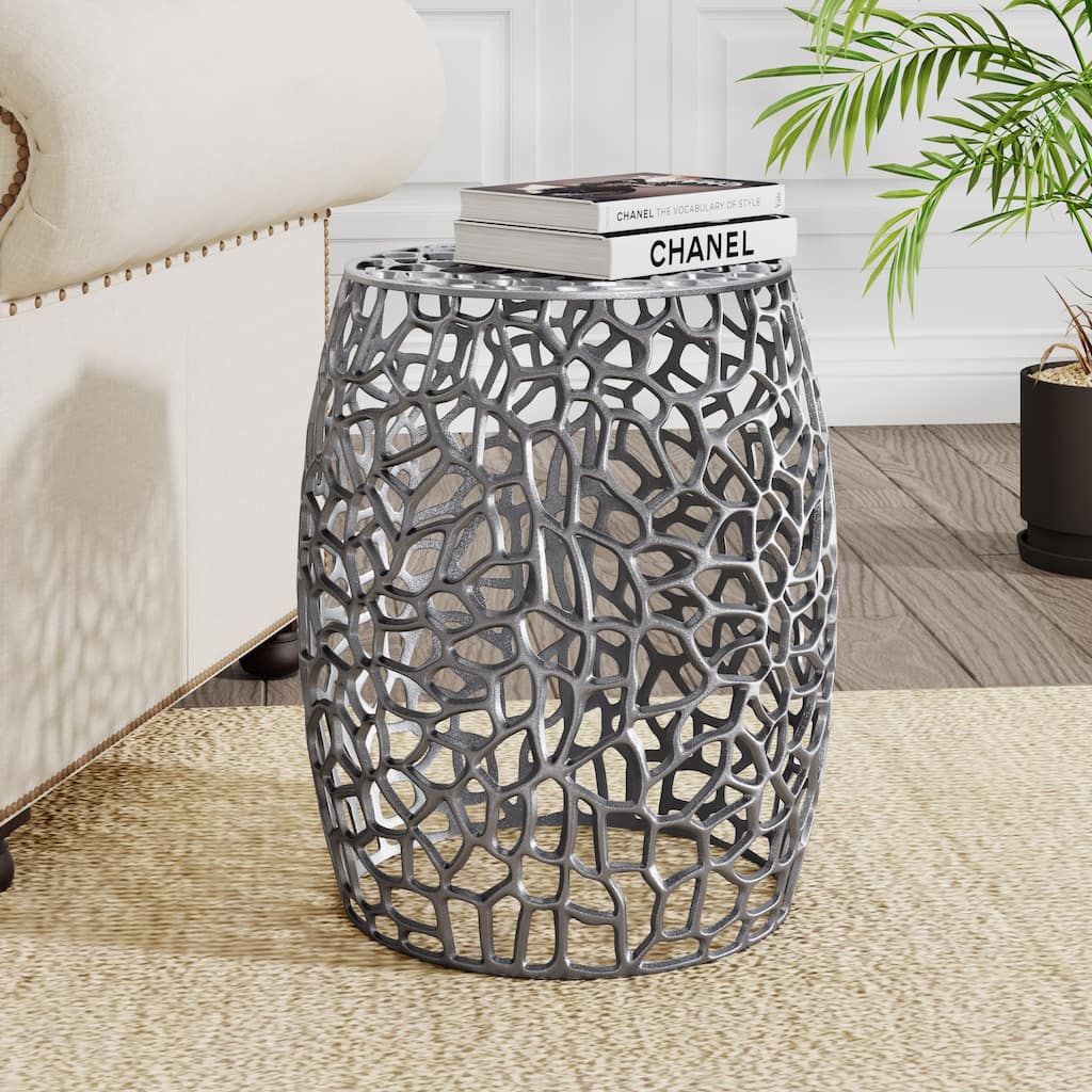 Christopher Knight Home - Inmax Aluminum Drum End Table with Intricate Design