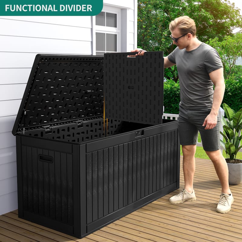 260 Gallons Water Resistant Resin Lockable Deck Box