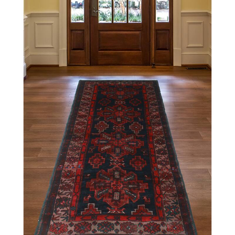 Semi Antique Alexina Rust/Navy Runner - 3'5" x 8'2"