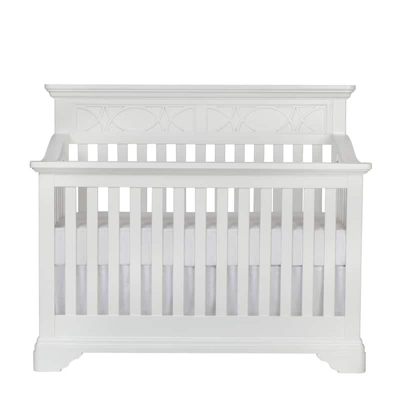 HomeRoots White Solid and Manufactured Wood Standard Four In One Convertible Crib - 60.25