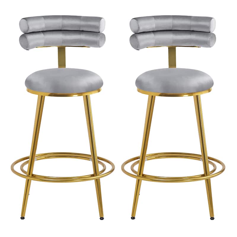 Christopher Knight Home - Oliver velvet 27.65-Inch Counter Stool with Iron Frame, Set of 2