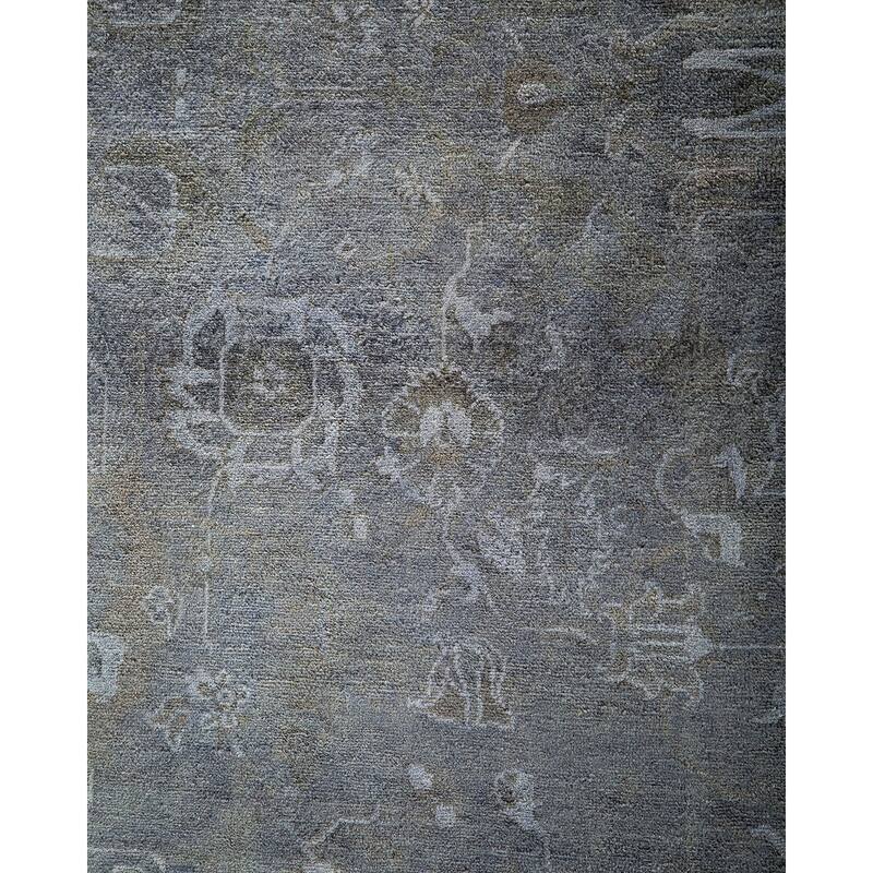 Overton Hand Knotted Wool Vintage Inspired Modern Contemporary Overdyed Gray Area Rug - 9' 2" x 12' 5"