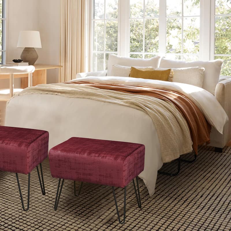 Textured Velvet Ottoman