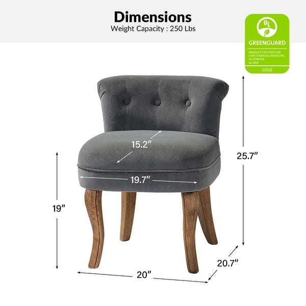 dimension image slide 6 of 8, Xacobo Modern Velvet Tufted Vanity Stool with Wood Base by HULALA HOME