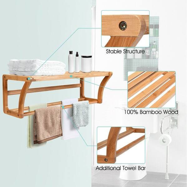 Shop Bamboo Towel Bar Wall Mounted Storage Towel Rack Bathroom