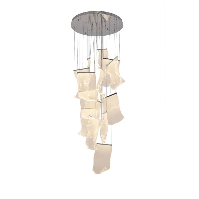 8-Light Chrome Chandelier With Acrylic Crumbled Sheet Pendants