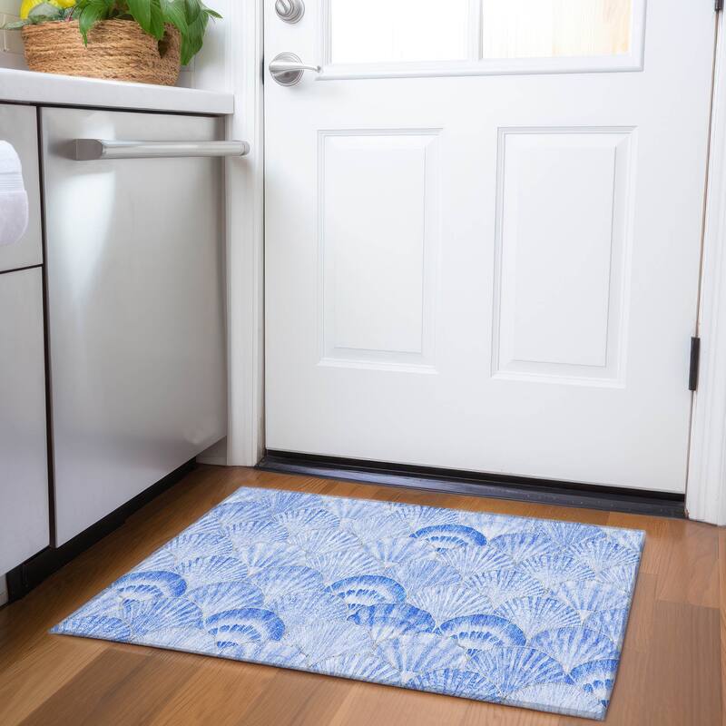 Premium Washable Super Soft Coastal Seashell Mayfield Rug - Blue - 1' 8" x 2' 6" - Rectangle