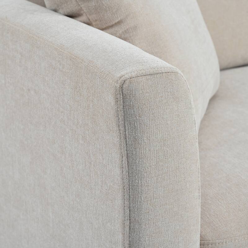 111.4" Polyester Combination Sofa with 3 Pillows, Curved Design and Removable Cushions