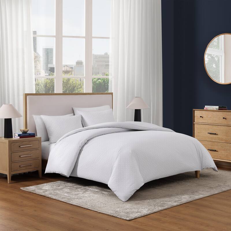 Tommy Hilfiger Trellis Flag Cotton Reversible Grey Comforter Set