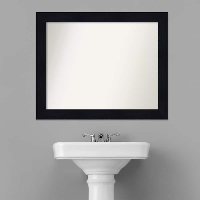 Non-Beveled Wood Bathroom Wall Mirror - Shiplap Navy Frame