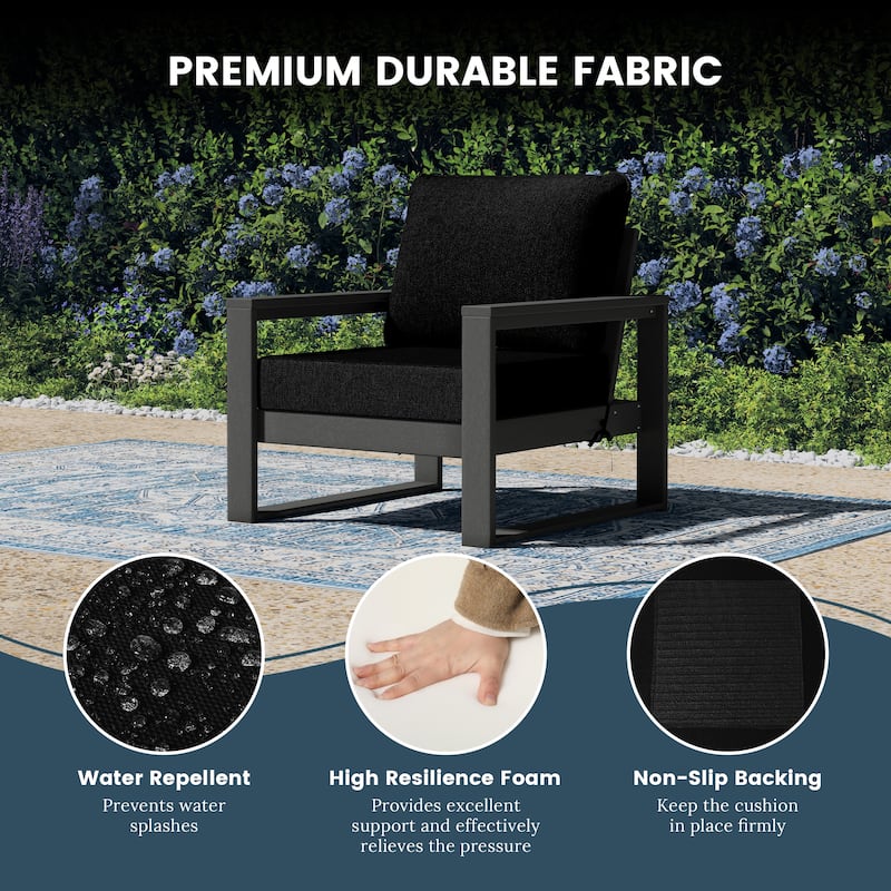 Polytrends Endless Patio Deep Seating Club Chair with Gray Frame (Set of 2)