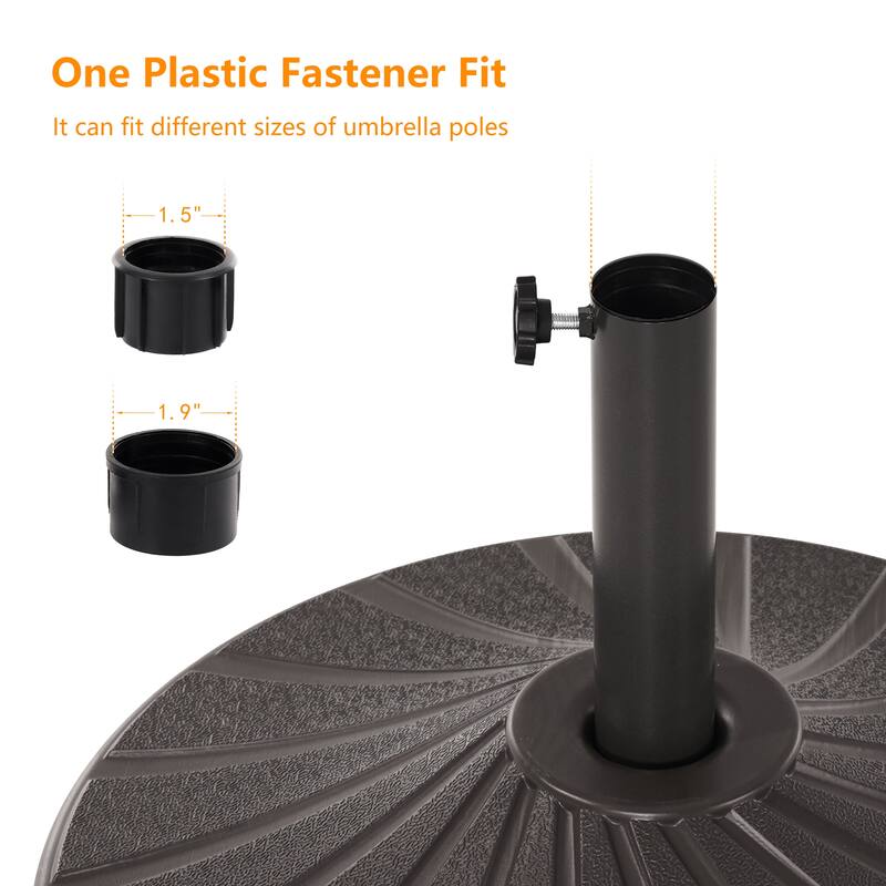 LIVOOSUN 57-90lbs Dark Brown HDPE Plastic Patio Market Umbrella Base