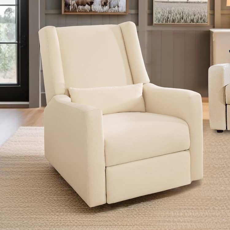 Upholstered Swivel Glider Recliner Chair with USB & Lumbar Support