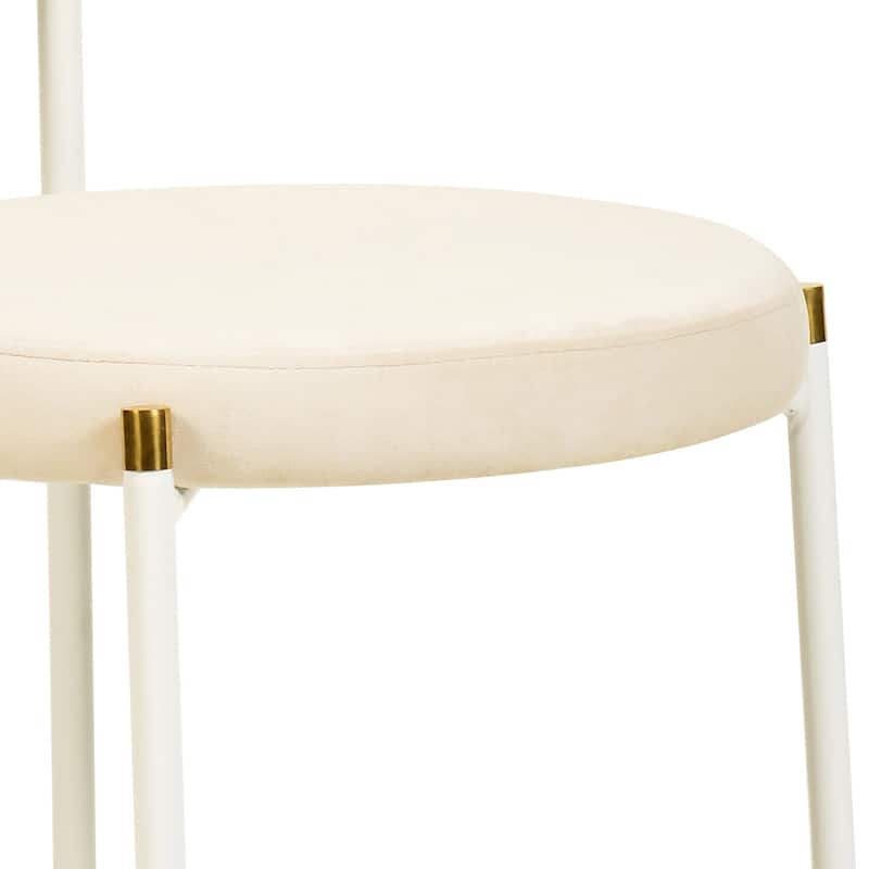 LeisureMod Euston Modern Dining Chair with Upholstered Velvet Seat - Wicker Back and White Stainless Steel Legs Accent Chair
