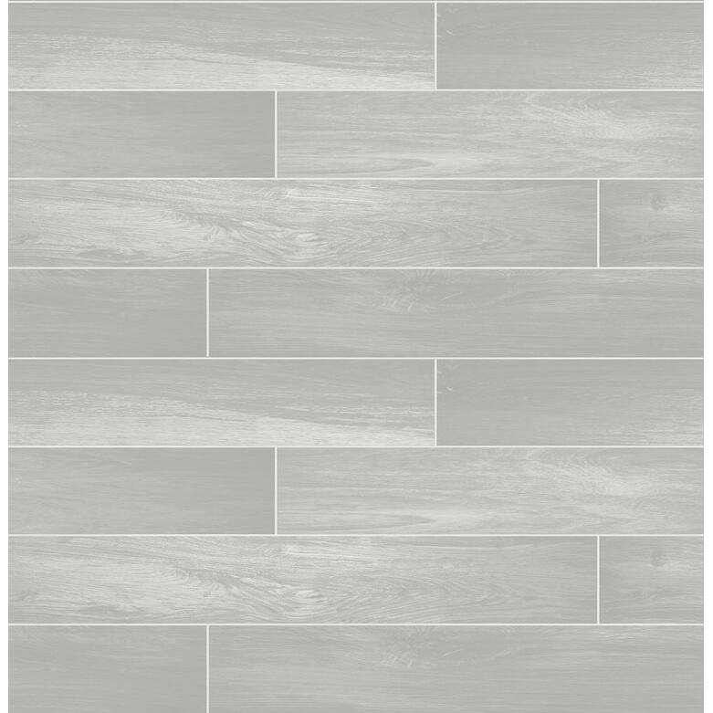 Brewster Nika Grey Sleek Wood Wallpaper - 20.5in x 396in x 0.025in