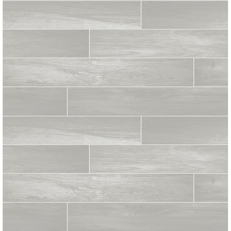Brewster Nika Grey Sleek Wood Wallpaper - 20.5in x 396in x 0.025in