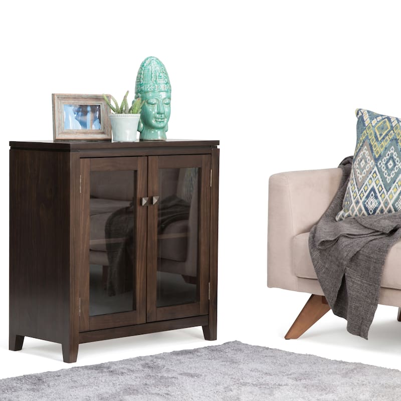 WYNDENHALL Essex SOLID WOOD 30 inch Wide Contemporary Low Storage Cabinet - 30"w x 14"d x 31" h