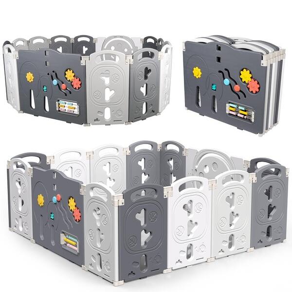 slide 2 of 8, Foldable Playpen for Babies and Toddlers 14 Panels Baby Safety Playpen - 60 x 60 x 24 in