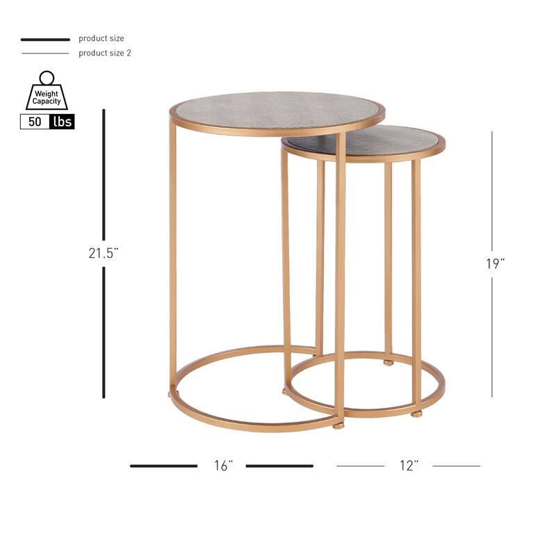 NPD Furniture Anza Set of 2 Faux Shagreen Nesting End Table