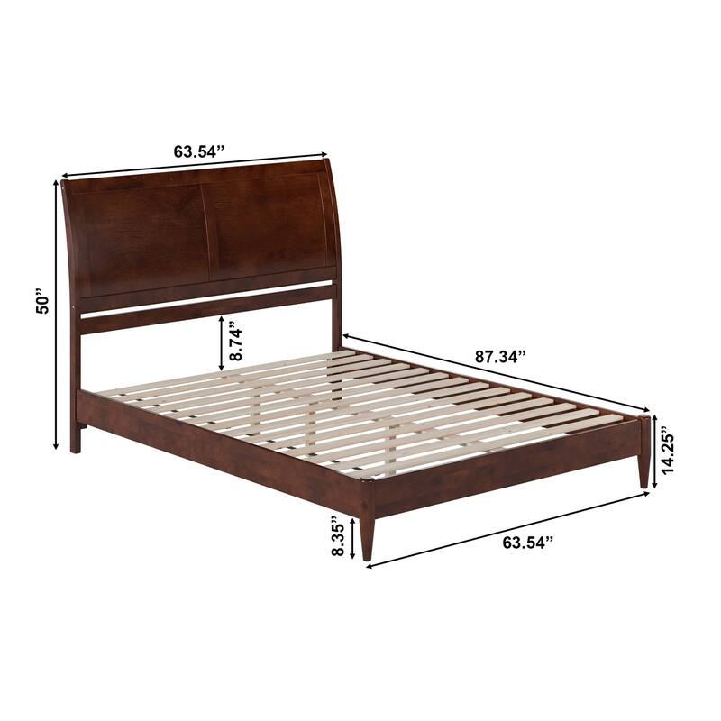 Valencia Solid Wood Low Profile Sleigh Platform Bed