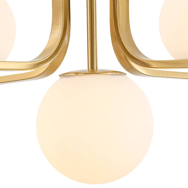 5-Light Chic Mid-century Frosted Glass Linear Chandelier - 29.7 in