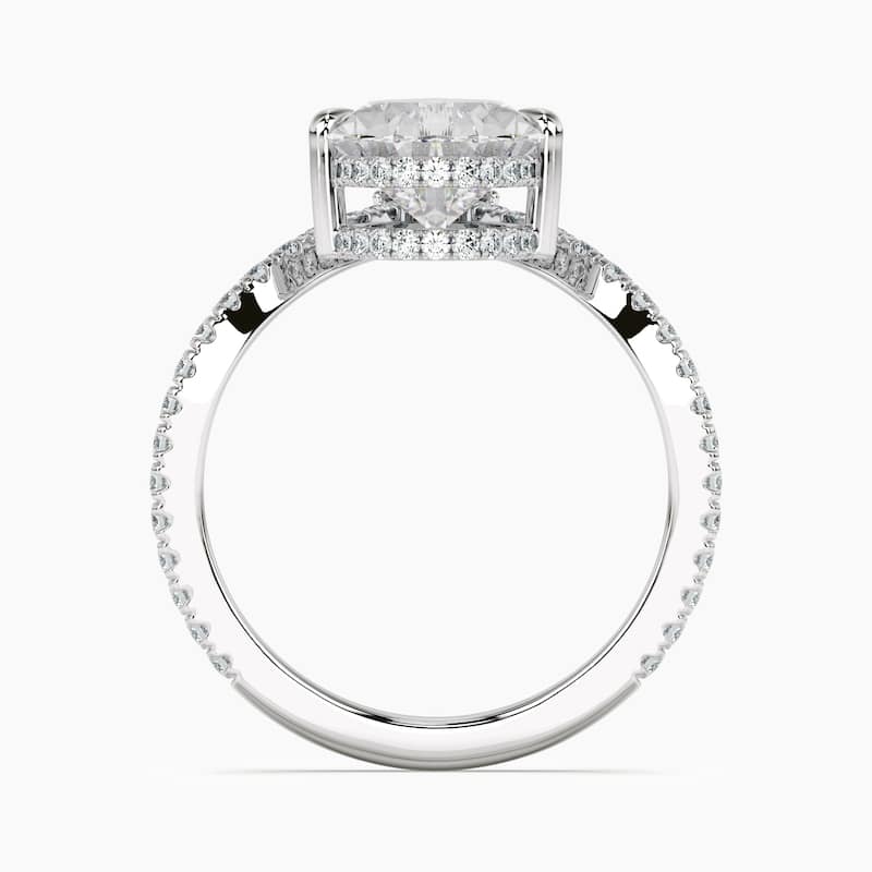 Auriya 14kt White Gold Lab Grown Pear Chevron Diamond V Double Hidden Halo Engagement Ring (F-G, VS)