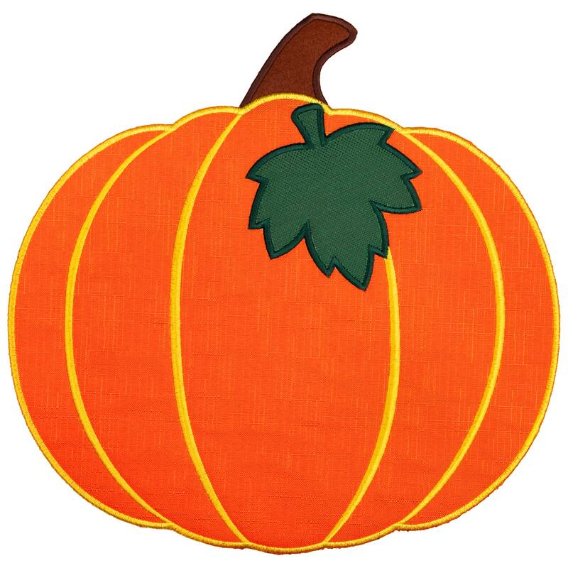 Embroidered Pumpkin Fall Harvest Placemats - 13" - Orange and Green - Set of 4