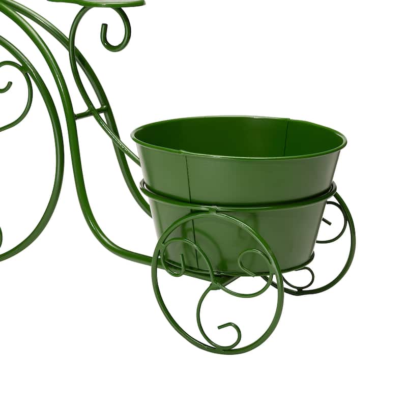 Glitzhome 21.5"L Spring Farmhouse Metal Bicycle Planter Stands Flower Pot Cart