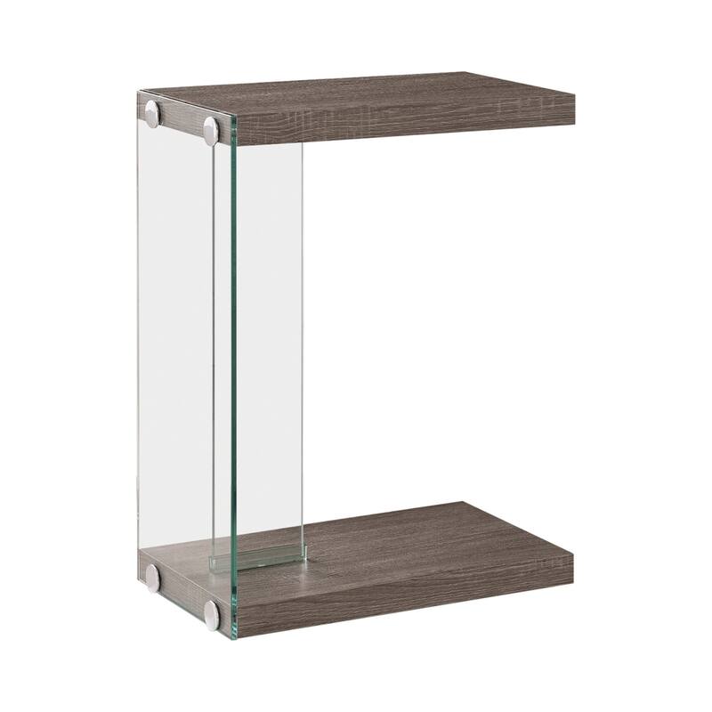 18.5 in. Gray and Clear Rectangle Glass End Table, Sturdy Build End Side Table for Living Rooms