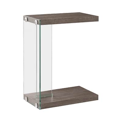 18.5 in. Gray and Clear Rectangle Glass End Table, Sturdy Build End Side Table for Living Rooms