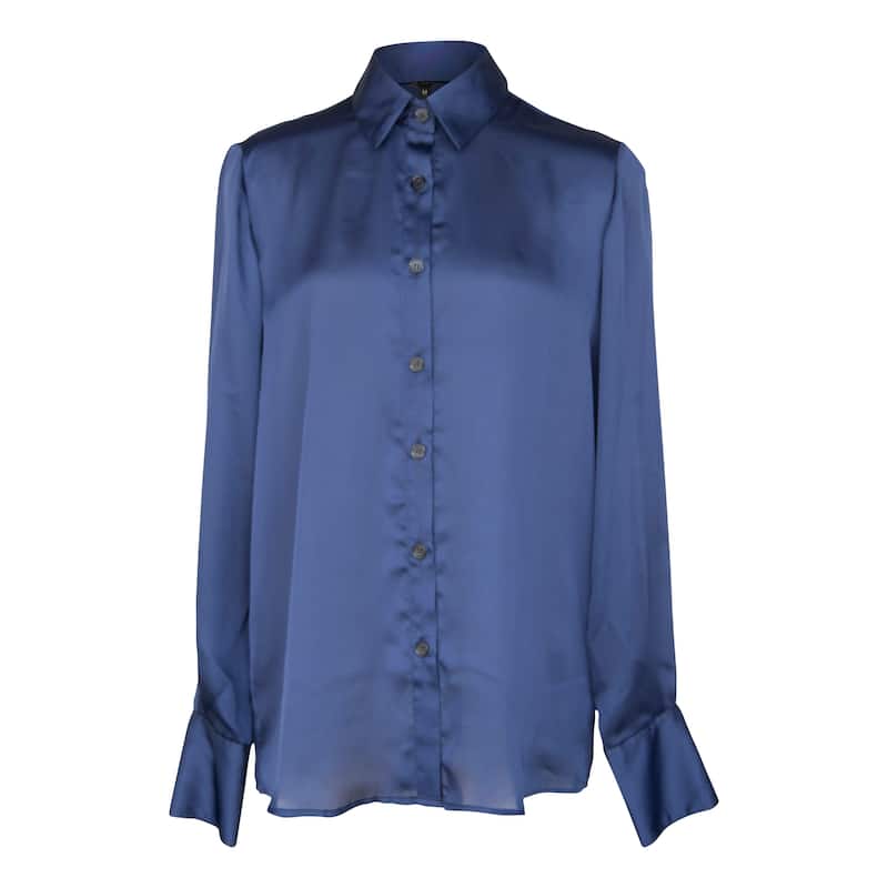 Classy Women Silk Blouse in Royal Blue - M